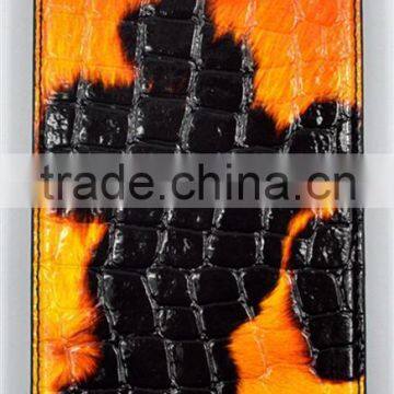 Yellow Crocodile Pattern Top Grade Flip Wallet Leather Phone Case For LG G Flex 2 With Plaid Pattern Lining