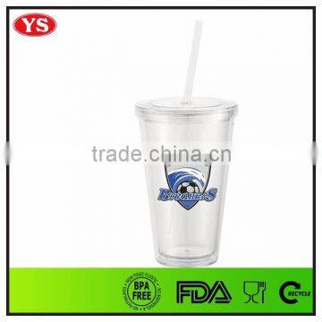 Customized double wall plastic insulated tumblers with straight straw