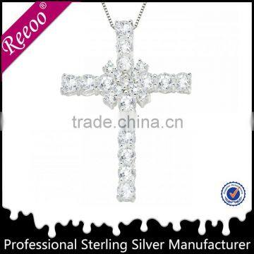 925 sterling silver handmade cross pendant,cross necklace costume jewelry