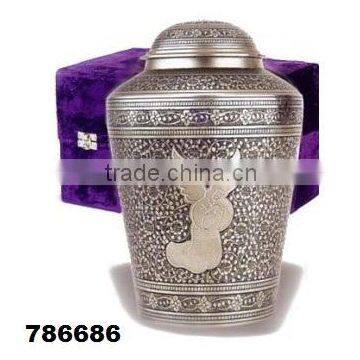 Angel Hand Engraved Solid Brass Metal Cremation Funeral Urn