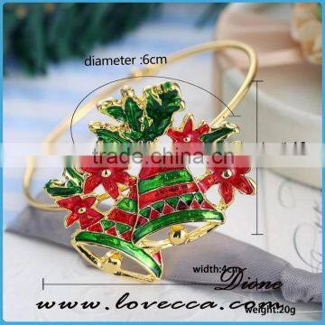 2016 New hot items girl gift jewelry bracelet Colorful Christmas jingle bell bracelet with flower art