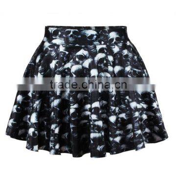 Skirts Fashion 2015 Women's Digital Print Skull Punk Mini Skirt N13-24