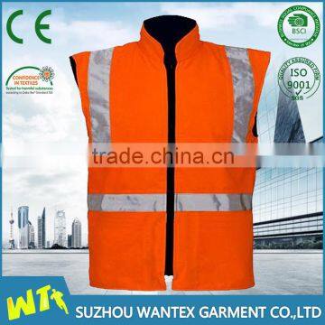 fluo orange safety vest winter reflective warming vest for worker waterproof safety road vest