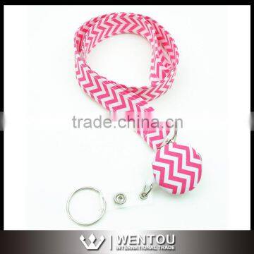 Retractable ID Badge Reel Fabric Chevron Lanyard