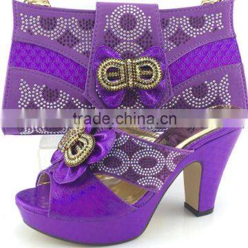 Fancy stone dress shoes and bag set italian design