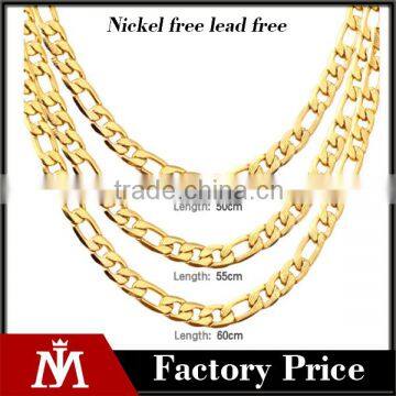 High Quality Mens Flat Gold Embossed Bracelet Stainless Steel Cuban Necklace Link Chain Jewelry