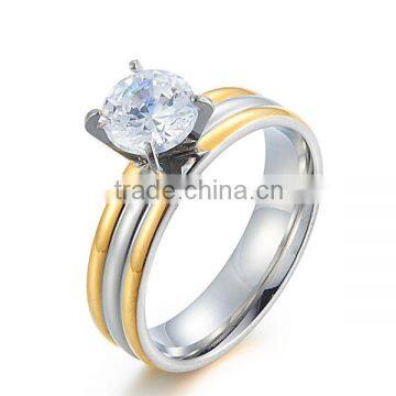 2016 Fashion Two Tone Fashion cz Surgical Stainless Steel Rings for Lovers photo-6