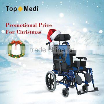 Christmas Promotion Gift Guangzhou factory Aluminum reclining economical children cerebral palsy wheelchair