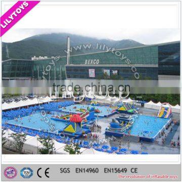 Blue Above Ground Stainless Steel Pools/Inflatable Water Park/inflatable Amusement Park photo-4