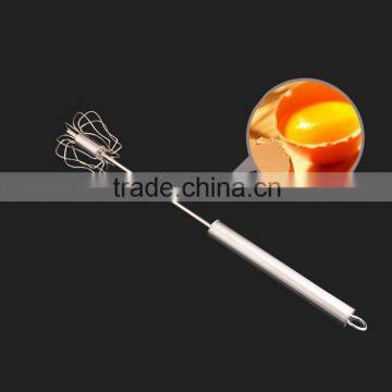 Stainless Whisk Stirrer Mixing Mixer Egg Beater Foamer Rotate Hand Kitchen Tool D01