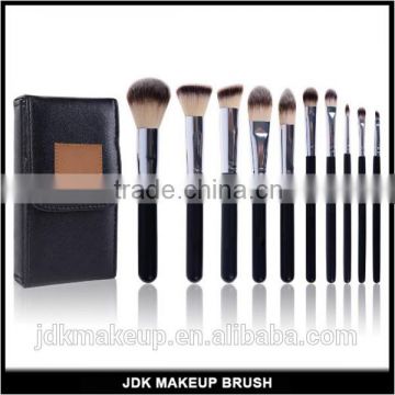 JDK Ombre Pro 10pcs Essential Brush Set with Travel Pouch, Black