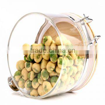 Food Storage Reusable Borosilicate Airtight Glass Jar With Bamboo Lid