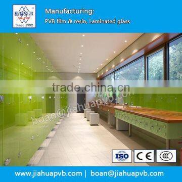 Tempered Laminated glass by PVB film for toilet cubicles partition