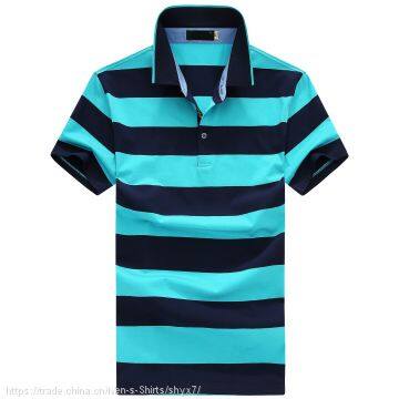 Yixigeluo2017 Summer Middle Aged Men's Short Sleeved T-shirt Men's Lapel Stripe Half Sleeve Straight Tube Coat Polo Shir photo-2