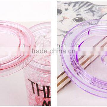 Double Wall Plastic Drinking Mug With Straw Summer Ice Cup photo-4