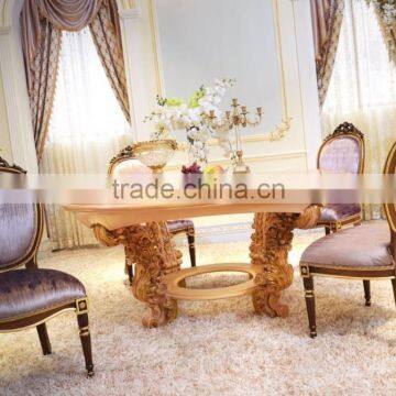 Luxury French Neoclassical Roze Wooden Carving Round Dining Table For 4 People/ European Palace Elegant Dining Room Furniture photo-2