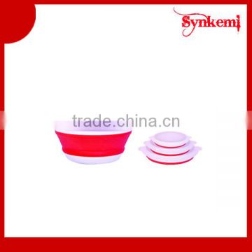 Portable food grade folding bowl with lid