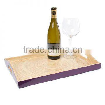 High Quality Best Selling Spun Bamboo Rectangle Serving Tray With Handle
