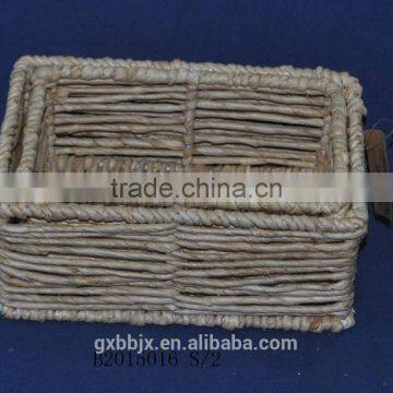 Hand-woven paper rope storage basket