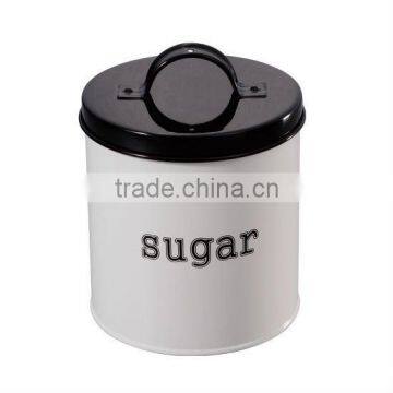 Kitchen Food Storage Antique Sugar Tea Coffee Tins Set of 3 White photo-2