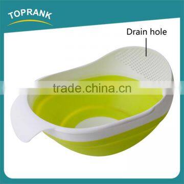 New Design Foldable Storage Baskets Silicone Collapsible Kitchen Vegetables Fruit Basket With Colander photo-2