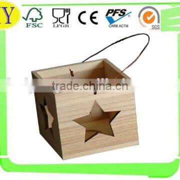 cheap wooden candle holder with star shape hollowed