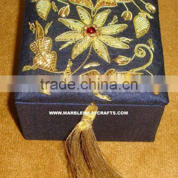 Black Fabric Embroidery Jewellery Box