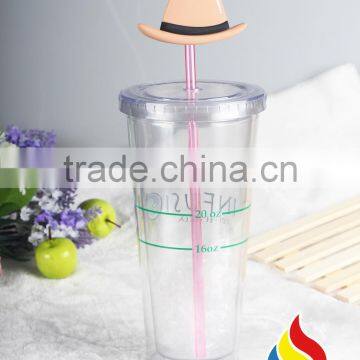 Eco-friendly 16oz Double Wall Clear Plastic Tumbler With Lid For Juice photo-4
