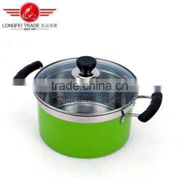 Hot Selling 4pcs Colorized Stainless Steel Soup Pot Kitchen Cookware With Glass Lid photo-3