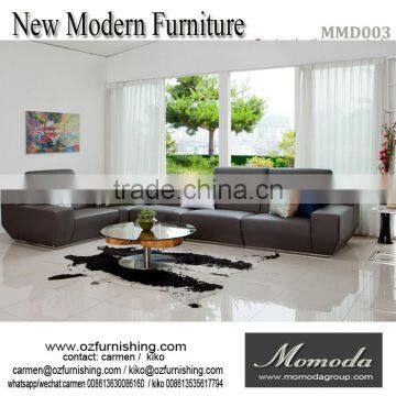 fashion style Modern Leather Sectional black leather big Sofa