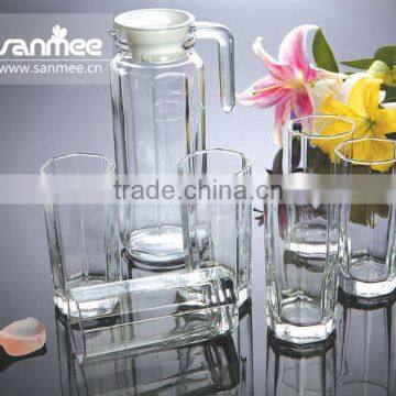 Hot Sale Heat Resistant Square Shaped 7pcs Glass Water Jug Sets