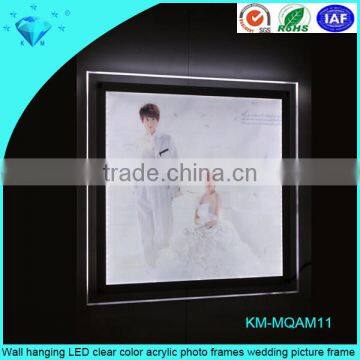 Wall hanging LED clear color acrylic photo frames wedding picture frame
