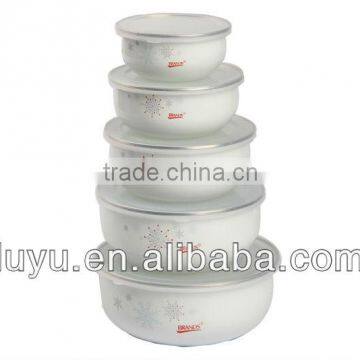 round bottom and special decor enamel storage bowl set