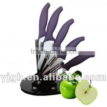 5 pieces ceramic kitchen knife set with Arylic block