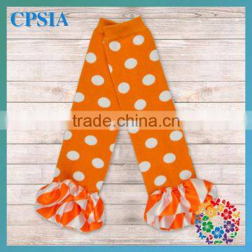 Wholesale- White Polka Dot Orange Yellow Lovely Satin Chevron Ruffled Baby Leg Warmer