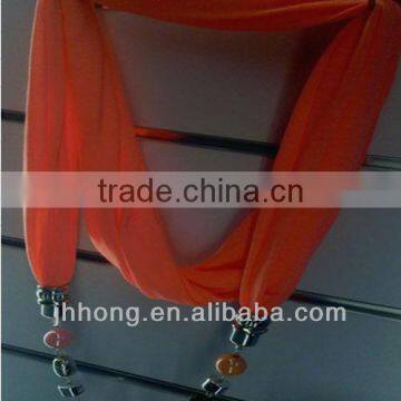 Single jersey scarf with alloy beads pendants for girls/cloth decorations