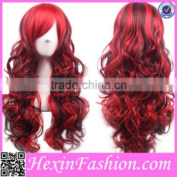 Newest Red Mixed Black Body Wave Cosplay Wig Wholesale