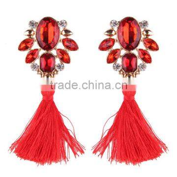 Bohemian Jewelry Rhinestone Gems With Alloy Plated Tassel Dangle Earrings photo-6