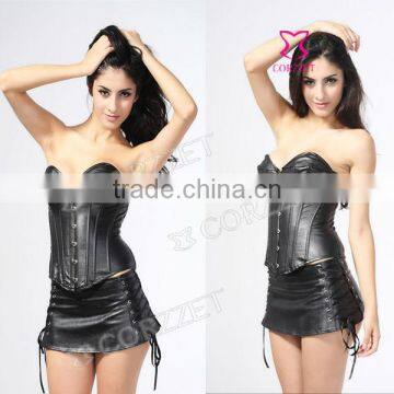 Women Leather Burlesque Corset Dress On Sale