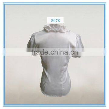 Grace Ruffle Neck Design Silk White Shirt For Ladies photo-2