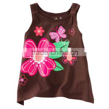 brand new girls sleeveless cartoon t shirts children sunflower printed tops