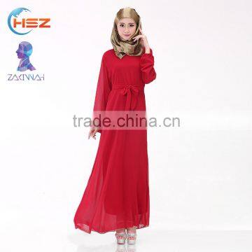 Zakiyyah 690 Muslim Plus Size Long Dress With Belt Silk Route Abaya in Solid Color Women Clothing in Malaysia photo-3