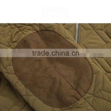Mens Classic Stand Collar Quilted Jacket With Elbow Patch photo-4