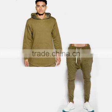 mens longline plain tracksuits fitness tracksuits with curve hem top