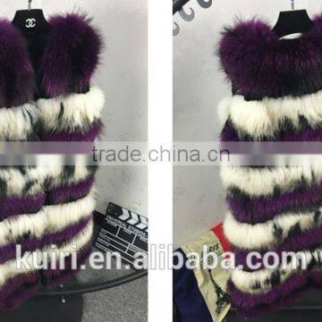 Top Luxury Real Fox Fur Vest For Women Whole Skin Winter Thick Stripe Natural Mixed Color Fox Fur Waistcoat Plus Size photo-6