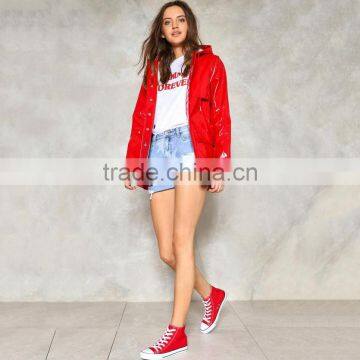 2017 New Design Long Section Straight Version Woven Red Women Winter Coat for Young Girls photo-4