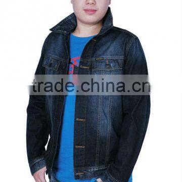 T1031 OEM Denim Top Coat pu Coated Sleeves Men Jacket photo-2