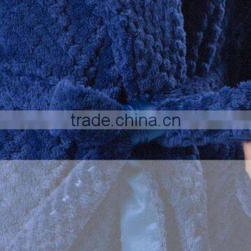 Navy Color Women Fleece Sexy Night Wear Dress photo-4