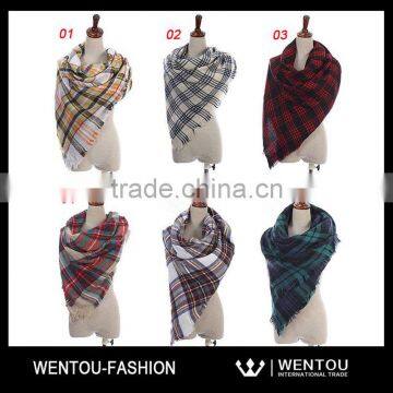 Multi-colored Oversized Plaid Blanket Scarf