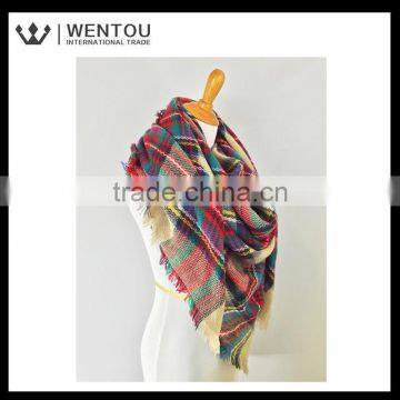 New Design Women's Cashmere Feel Winter Plaid Scarf photo-6